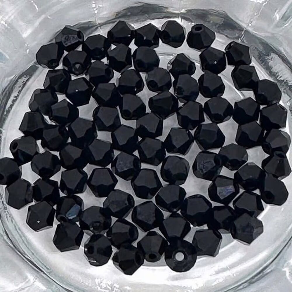 75pcs Beads for Jewelry #18025 Black Opaque Faceted Bicone